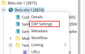 The Content Templates settings are within the DXP Settings