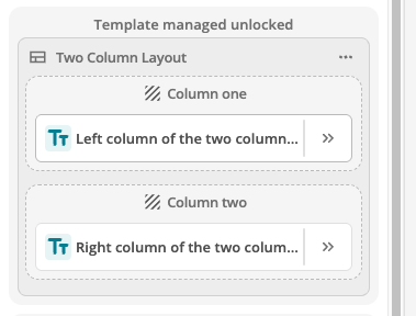 No drag handles or move options for components in template-managed zones