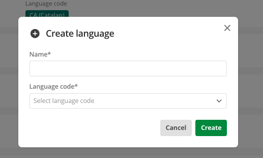 create language dialog