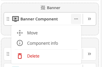 page outline column options menu for components