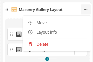 page outline column options menu for layouts