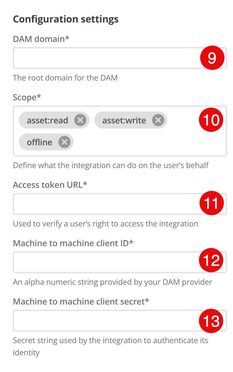 integration name configuration settngs