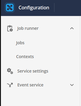 Job runner in the left menu