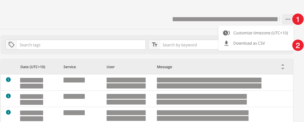 The 'More' menu showing the 'Download as CSV' option.