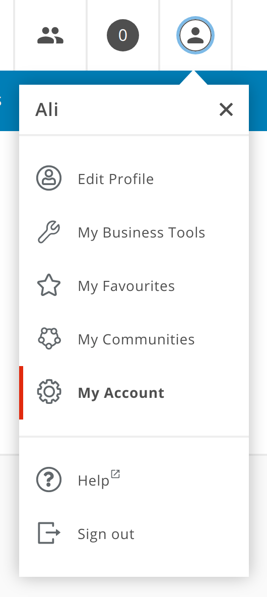 User avatar menu